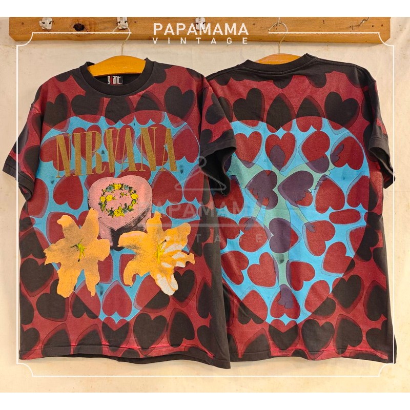 [ NIRVANA ] OVP โอเวอร์ปรินท์ Nirvana Heart Shaped Box  ผ้า100 ฟอกนุ่ม วินเทจ Vtg.Nirvana HSB papama