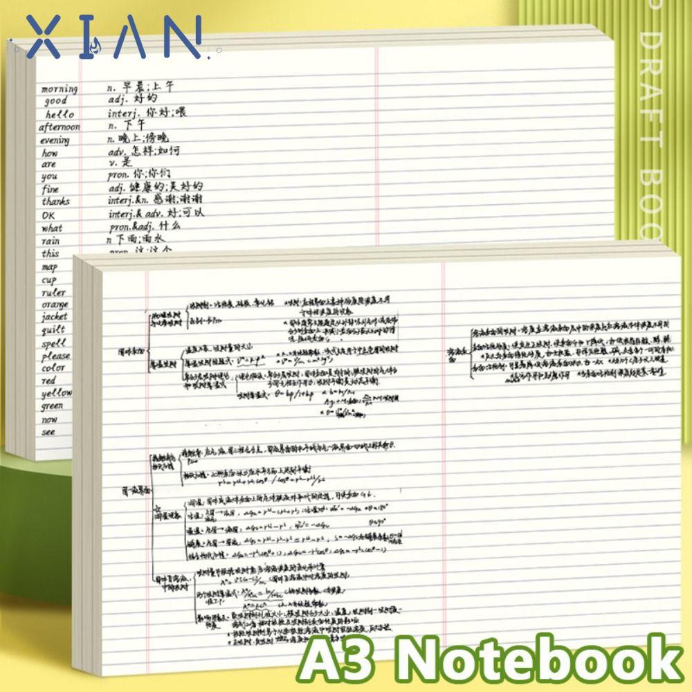 XIANEN กระดาษร่าง 50 แผ่น, สมุดบันทึก A3 Mind Planer A3, ความเรียบง่ายฉีกขาดได้นักเรียนเขียน Notepad