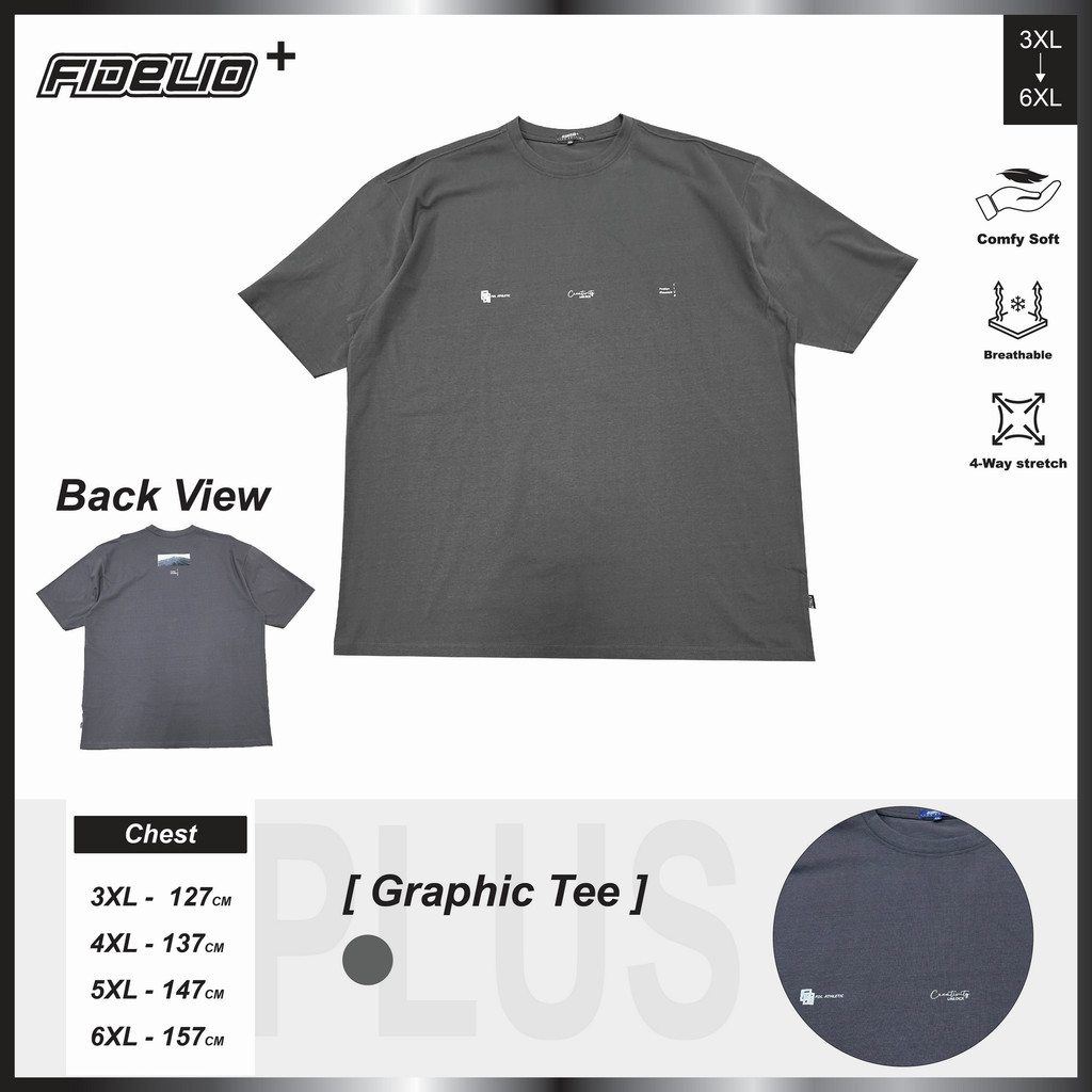เสื้อยืดกราฟิก Fidelio Plus Size Passion Mountain -สีเทา