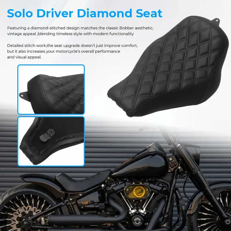 1 PCS Solo Driver Diamond Seat พลาสติกสีดําอุปกรณ์มอเตอร์ไซค์สําหรับ Harley Softail Fat Boy 115th An