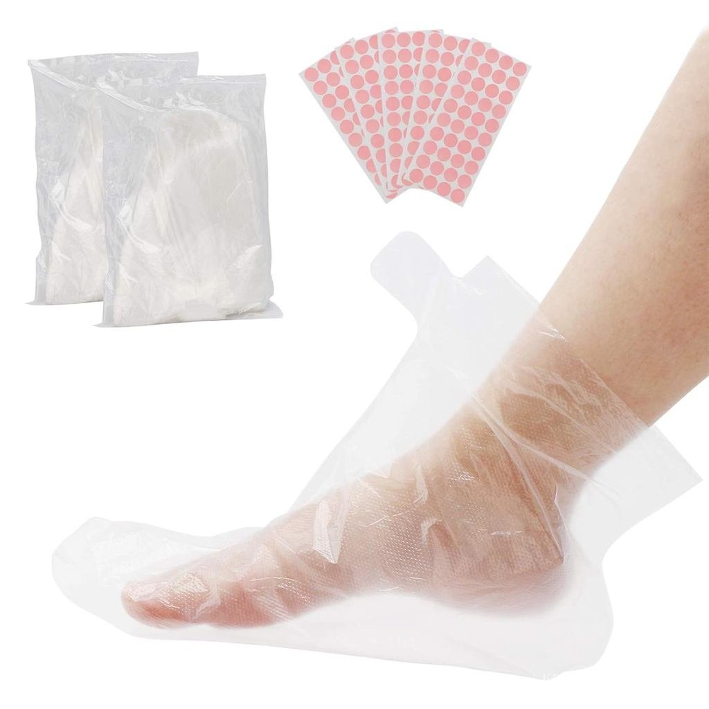Segbeauty พาราฟิน Bath Liners สําหรับเท้า, 200 นับพลาสติก, Booties สําหรับฟุต Thermal Foot Liners, F