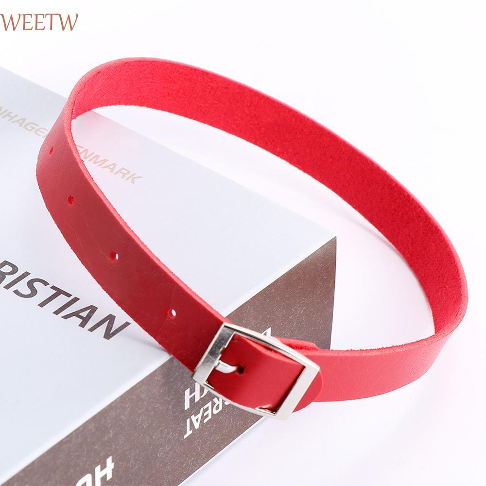 WEEKW Leather Buckle Choker New Chain Punk Collar