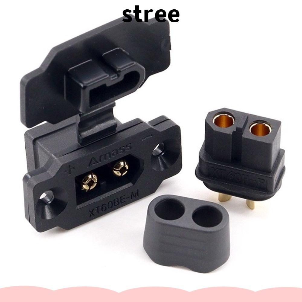 STREE XT60BE-MF Connector, แบบพกพาตะวันออกติดตั้ง XT60BE ปลั๊กชาย, สีดําสีเหลืองพร้อมฝาครอบ Amass ปล