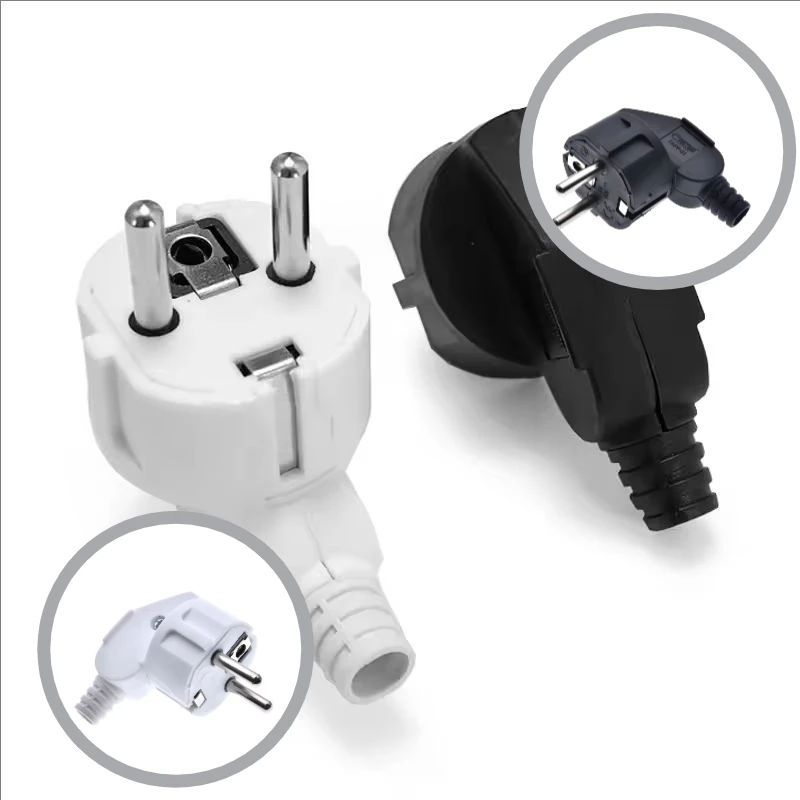 250V 16A Assembly EU Schuko Plug Rewireable Male Connector 4.8mm Pin สําหรับสายไฟ