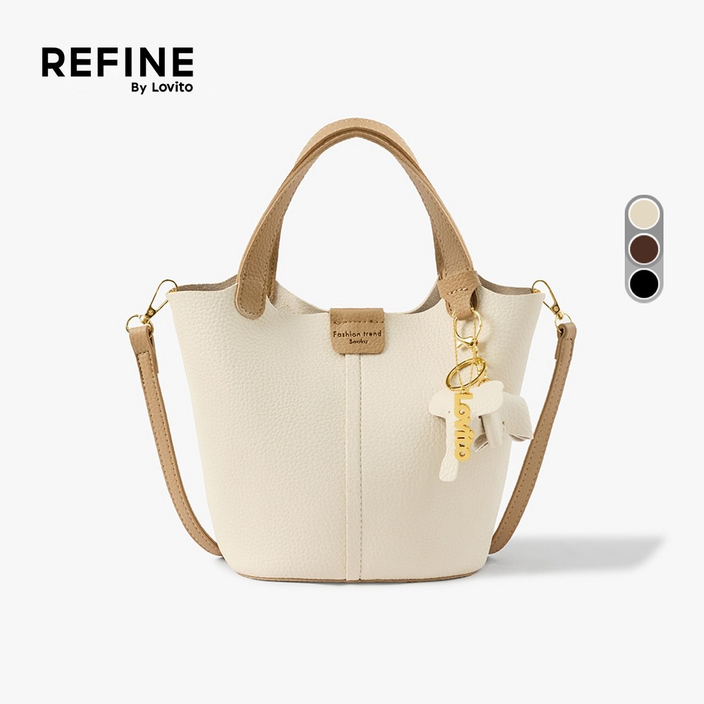 (Refine by Lovito) กระเป๋าไหล่ผู้หญิงขนาดเล็กแบบลําลองผูกขอบ LR27A108