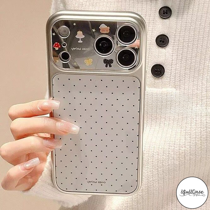 เคสไอโฟน17 เคสกระจก ลายจุด สไตล์สุทธิ น่ารัก น่ารักสำหรับ IPhone Air 15 11 17 13 16 12 14 Pro Max 13 X XR XS 15 16 Plus