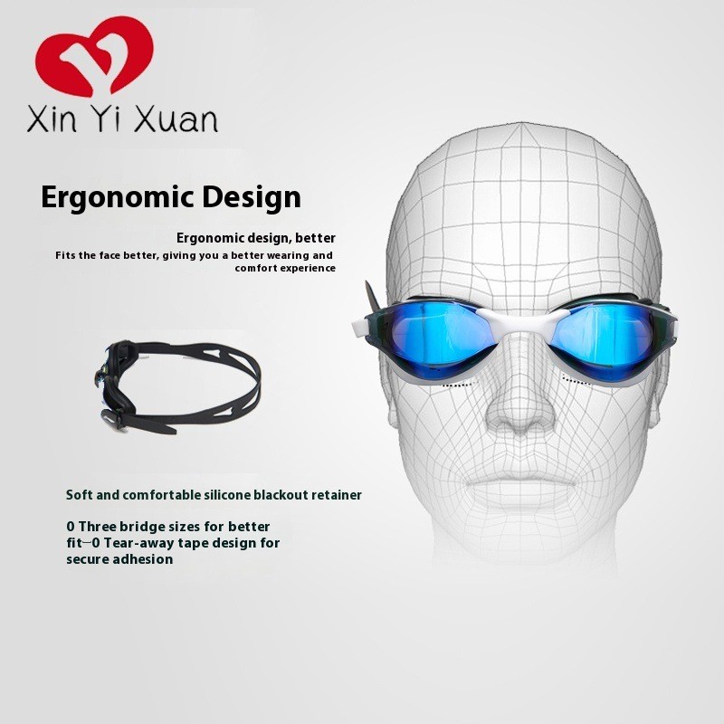 Adult silicone anti-fog swimming goggles Electroplated professional racing swimming goggles