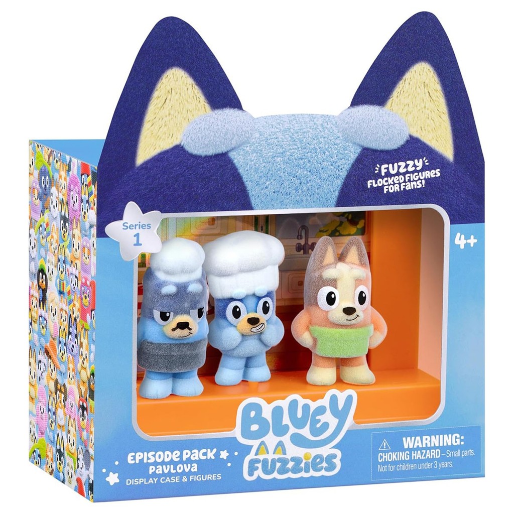 Bluey Fuzzies Episode Pack Pavlova Display Case & Figures Mini Playset Toy