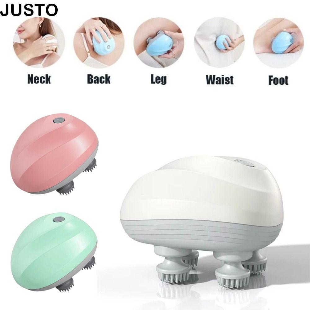 JUSTO เครื่องนวดสัตว์เลี้ยงไฟฟ้า, หวีนวดแมวแบบชาร์จ USB มัลติฟังก์ชั่น, การปรับสามความเร็วกันน้ําแบบพกพาเครื่องนวดหนังศีรษะแบบสั่นนวดคอไหล่