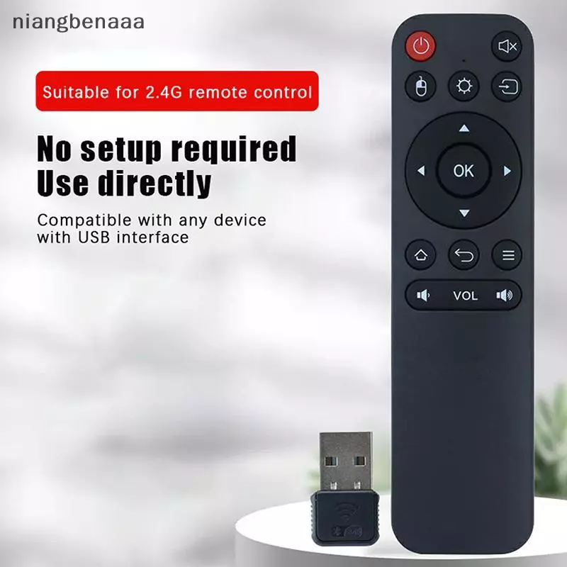 (niangbenaaa) สมาร์ททีวีรีโมทคอนโทรลไร้สาย 2.4GHz พร้อม USB สําหรับกล่อง Android TV / PC ใหม่