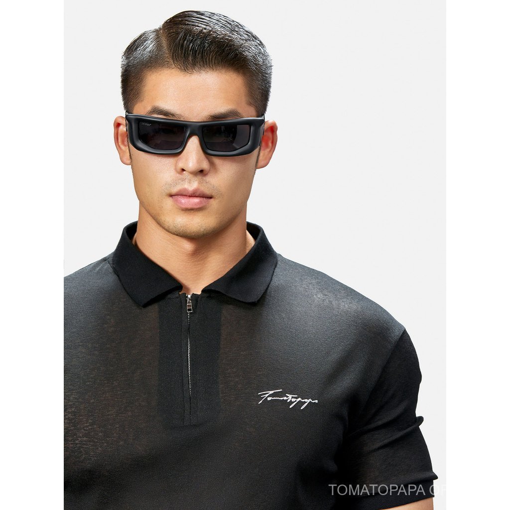 TOMATOPAPA Mens Sports Small Transparent polo Short Sleeve-Summer Breathable Gauze Lapel Fitness Training Short Sleeve — صورة 3