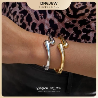 DREJEW สร้อยข้อมือผู้หญิง โลหะผสมทองเงินโทน รูปโค้ง ขัดเงา สไตล์มินิมอล เครื่องประดับ