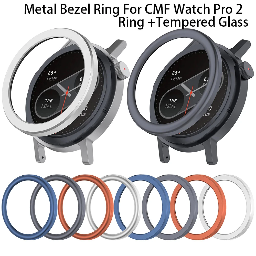 โลหะป้องกัน Bezel แหวนสําหรับ CMF โดย Nothing Watch Pro2 Shell + ฟิล์มกระจกนิรภัยสําหรับ CMF นาฬิกา Pro 2 Protector ฝาครอบ