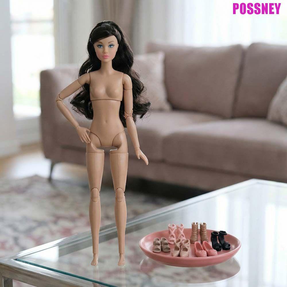 POSSNEY Supermodel Nude Doll, Movable Dress Up 1/6 ตุ๊กตา, สาวของเล่น 30 ซม. Dark Skin Curly Hair Action Figure Body ตุ๊กตาอุปกรณ์เสริม