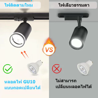 ไฟแทรคไลท์ LED Track Light GU10 เปลี่ยนหลอดได้ ปรับมุมได้ ไฟสปอตไลท์ เพดาน สำหรับร้านค้า บ้าน โคมไฟ