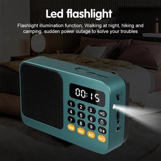 วิทยุพกพา FM ลำโพงวิทยุ USB TF Card เล่น MP3 ชาร์จไฟได้ Portable Radio ไฟ LED