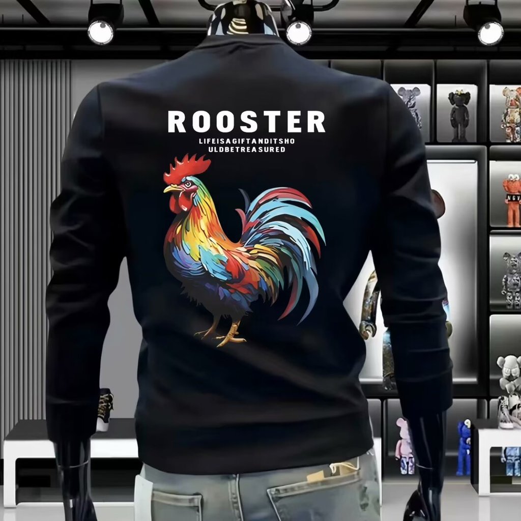 2026 Bottoming ฤดูใบไม้ผลิ Slim-fit เสื้อฤดูใบไม้ร่วงพิมพ์แขนยาว Hua หลวมเสื้อสวมหัว cod เสื้อ t2025