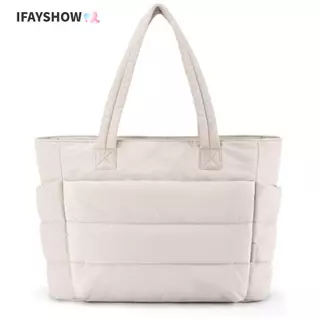 IFAYSHOW ผู้หญิง Tote,ขนาดใหญ่ความจุ Casual Fluffy Puffer กระเป๋าถือ,อเนกประสงค์หลายกระเป๋า Commutting กระเป๋าสําหรับการเดินทางทํางาน Beach Gym Store