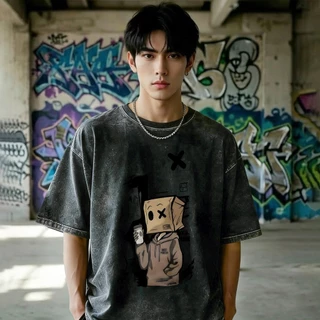 UT shop เสื้อยืด oversize เสื้อวินเทจ ผ้าCotton 100% เสื้อแฟชั่น ใส่สบาย แขนสั้น สไตล์เกาหลี 'OX BOY' 3XL