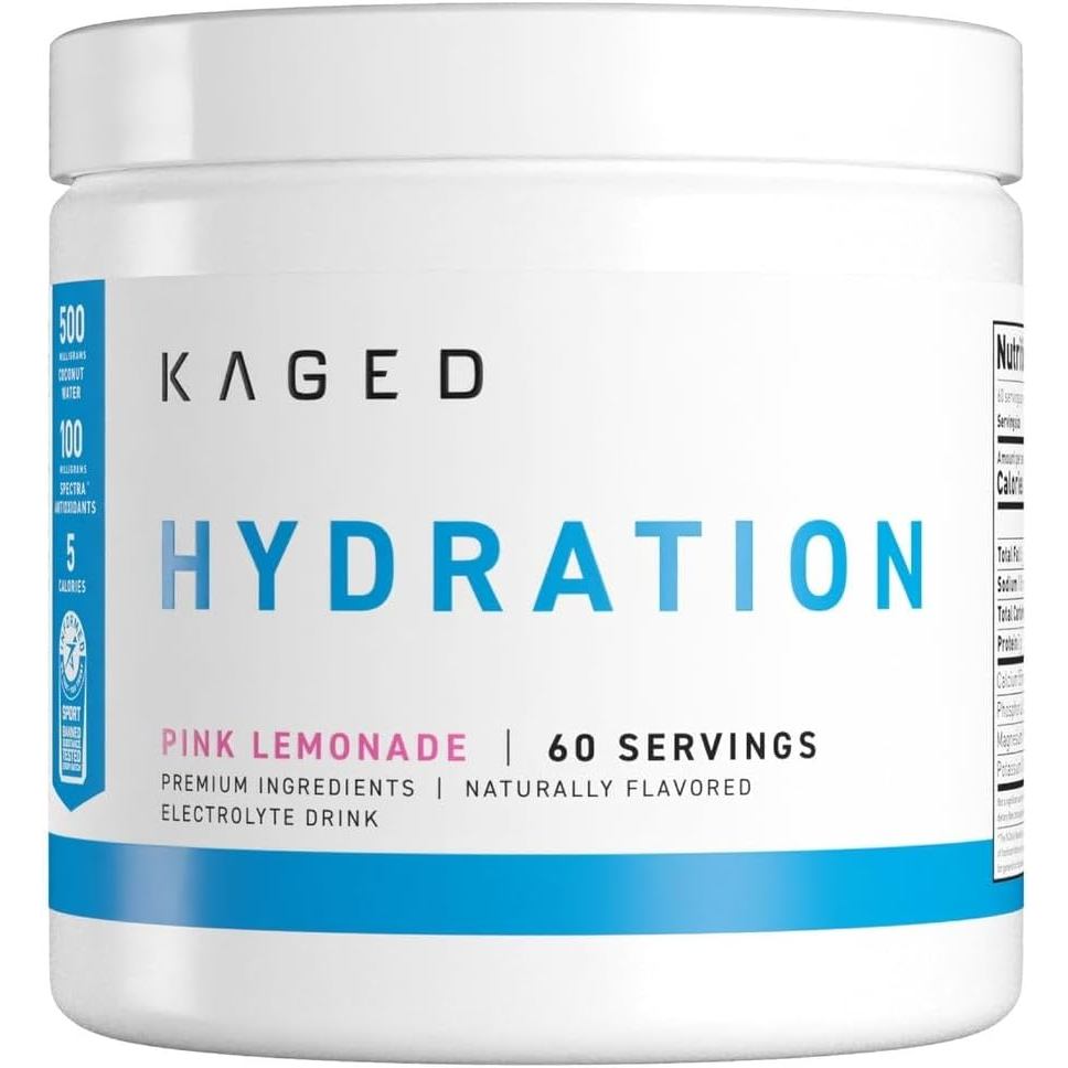 Kaged Electrolyte Hydration Powder Hydracharge Pink Lemonade Sports Drink สําหรับผู้ชายและผู้หญิง Pr