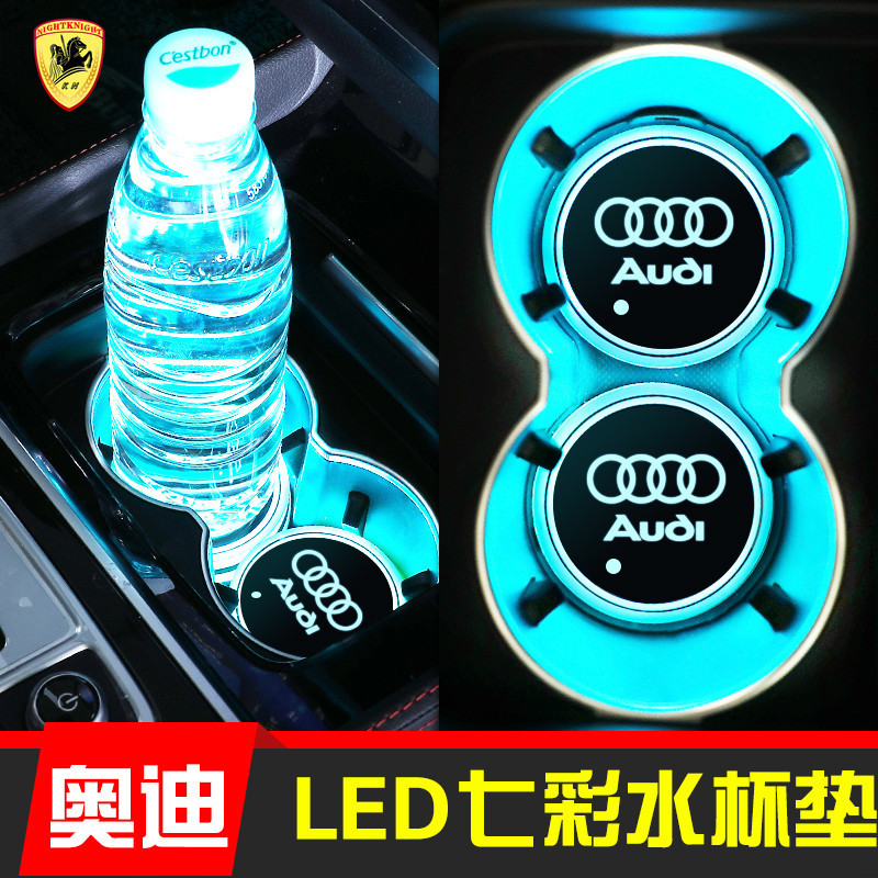 รถน้ํา coaster รถฝาครอบ Groove Mat ถ้วยน้ํา Pad สีสัน Led สําหรับ Audi RS SLINE A3 A4 A5 A6 A7 A8 Q2