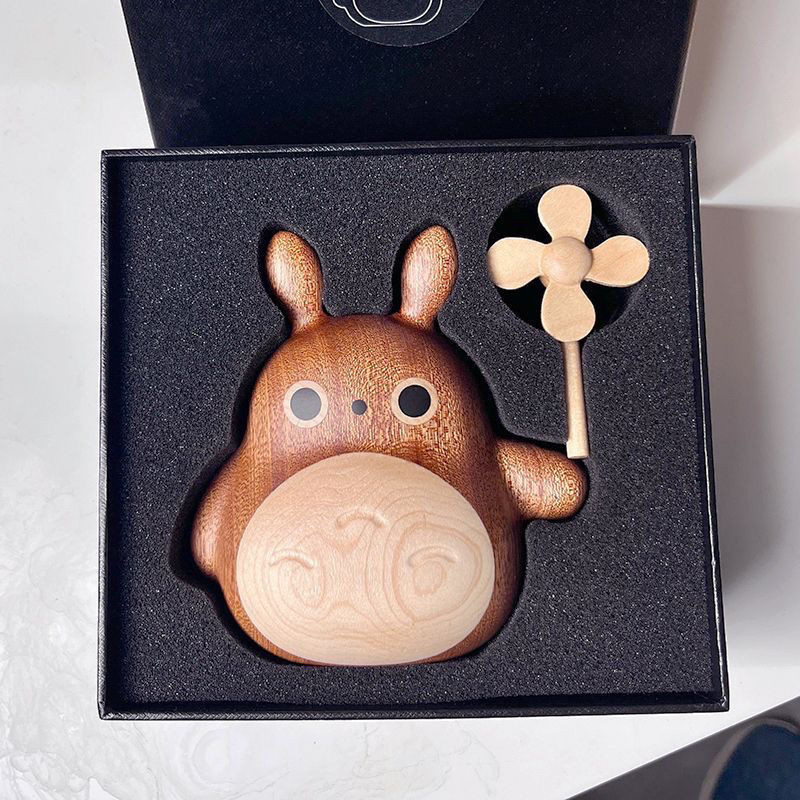 【HomeNice美家fgds7567.th】 Creative Solid Wood Totoro Windmill Decoration Couple Gifting Living Room De