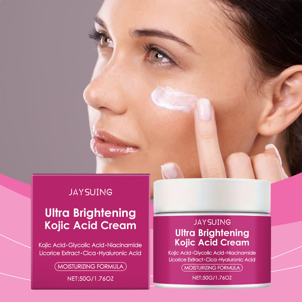JAYSUING Kojic Acid Moisturizing Cream Cares Delicate Face Skin Brightening Lock Moisture Nourishing