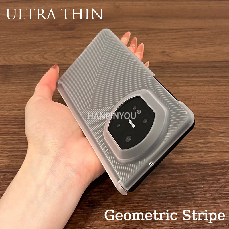 Ultra Thin Geometric Stripe เคสแม่เหล็กสําหรับ Huawei Mate X7 X6 X5 X3 โปร่งแสง Matte Cover เรียบง่ายทันสมัย Anti-Fingerprints กันกระแทก PC Shell