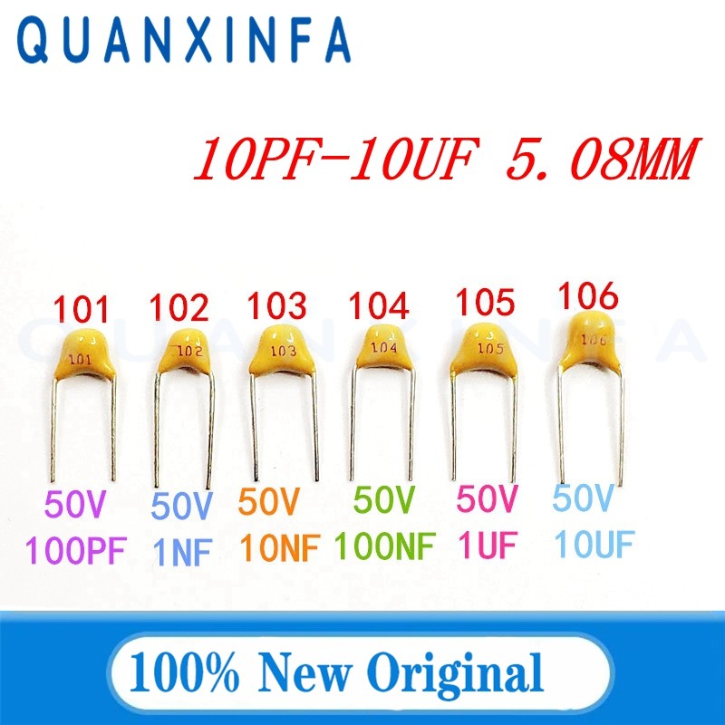 100PCS Monolithic ceramic capacitor 10PF-10UF 100NF 10NF 0.1UF 104 4.7PF -47PF 100PF 101 220PF 1NF 3