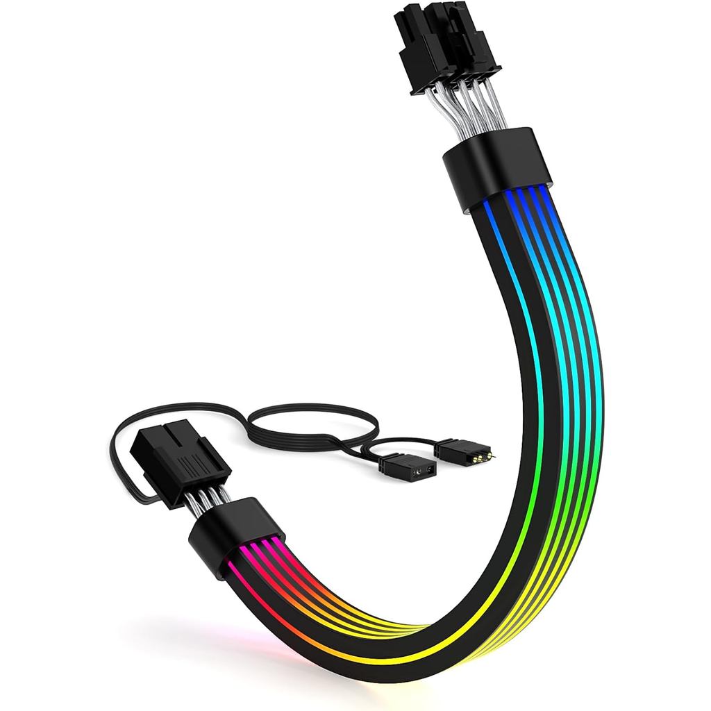 Sirr RGB 8 Pin PCIE สาย, Bright ARGB GPU สายสําหรับ RTX 3060 4060 4070 Radeon RX 6600 580 กราฟิกการ์