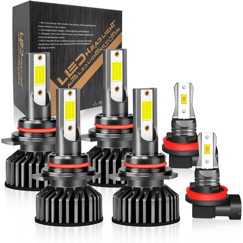 Fit สําหรับ Honda Civic (2004-2015), 9005 9006 หลอดไฟ LED,9005+9006 หลอดไฟ High & Low Beam, ไฟตัดหมอ