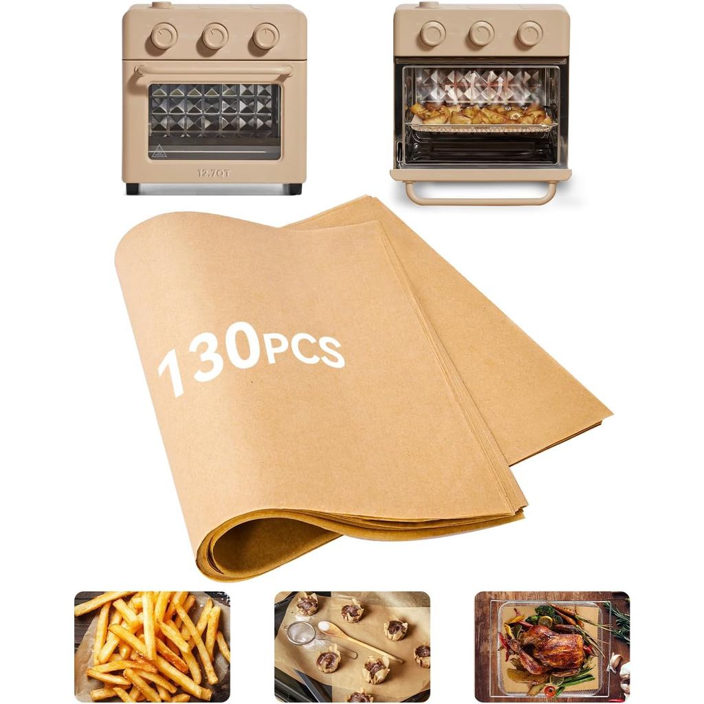 130PCS Air Fryer Liners ทิ้งใช้งานร่วมกับของเรา Place Wonder เตาอบ 12.7 Quarts, Parchment กระดาษแผ่น