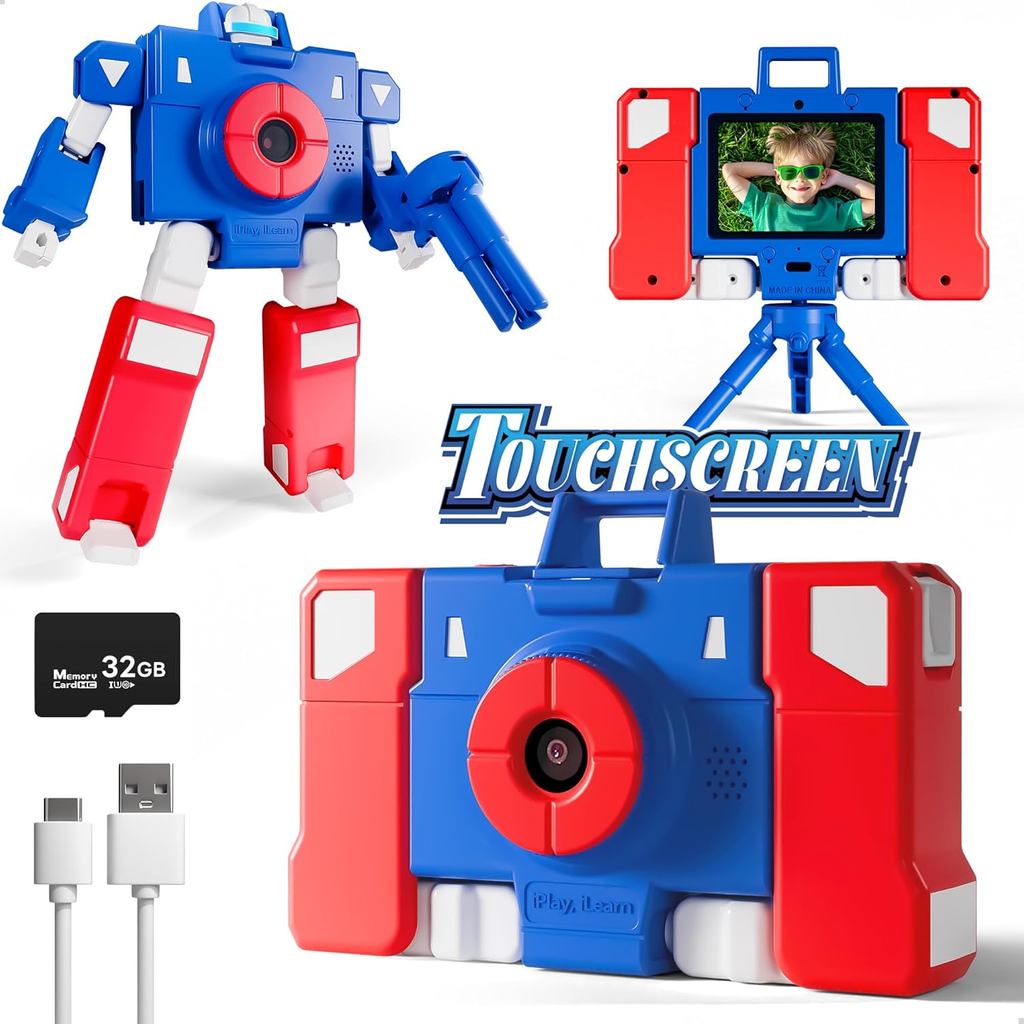 IPlay, iLearn Kid Touchscreen Selfie Camera, 1080P HD Digital Video Camera สําหรับเด็กวัยหัดเดิน 3-6