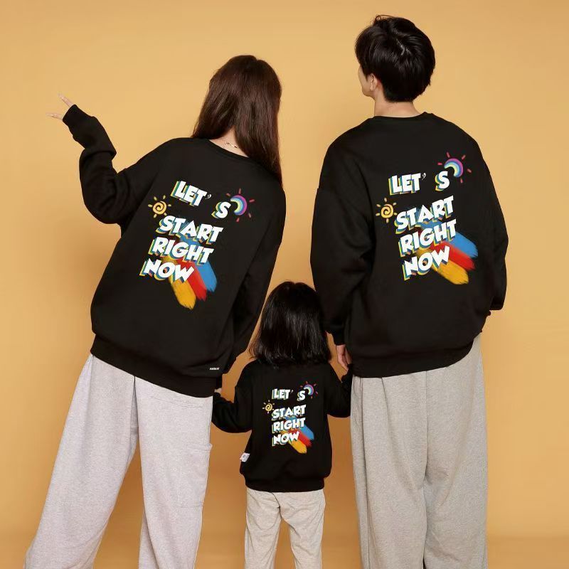 เสื้อสเวตเตอร์แขนยาวผู้ชายผู้หญิง ชุดครอบครัว สำหรับเด็กและผู้ใหญ่ รุ่นใหม่ฤดูใบไม้ผลิและฤดูใบไม้ร่วง เสื้อคอกลมสบายๆ สำหรับครอบครัว