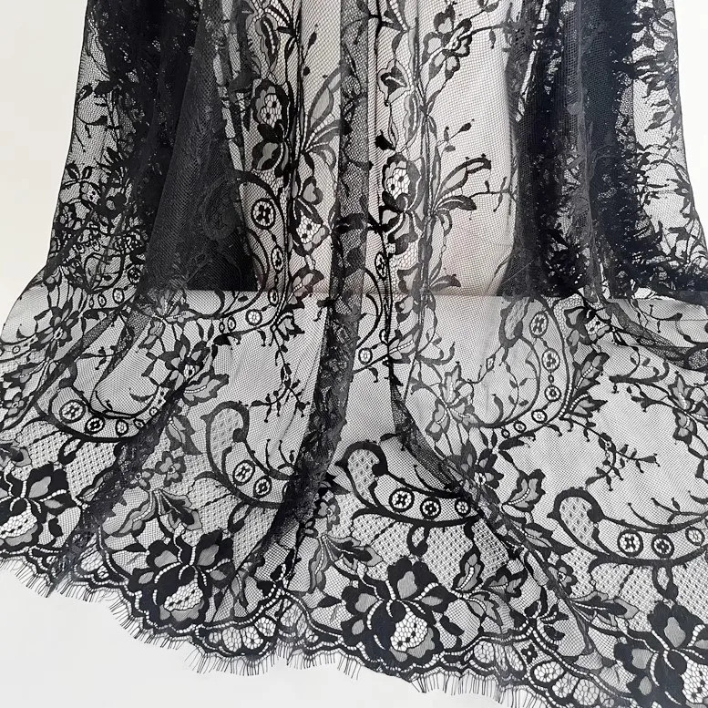 150cm Black eyelash fabric, lace fabric clothing, skirt dress trim fabric