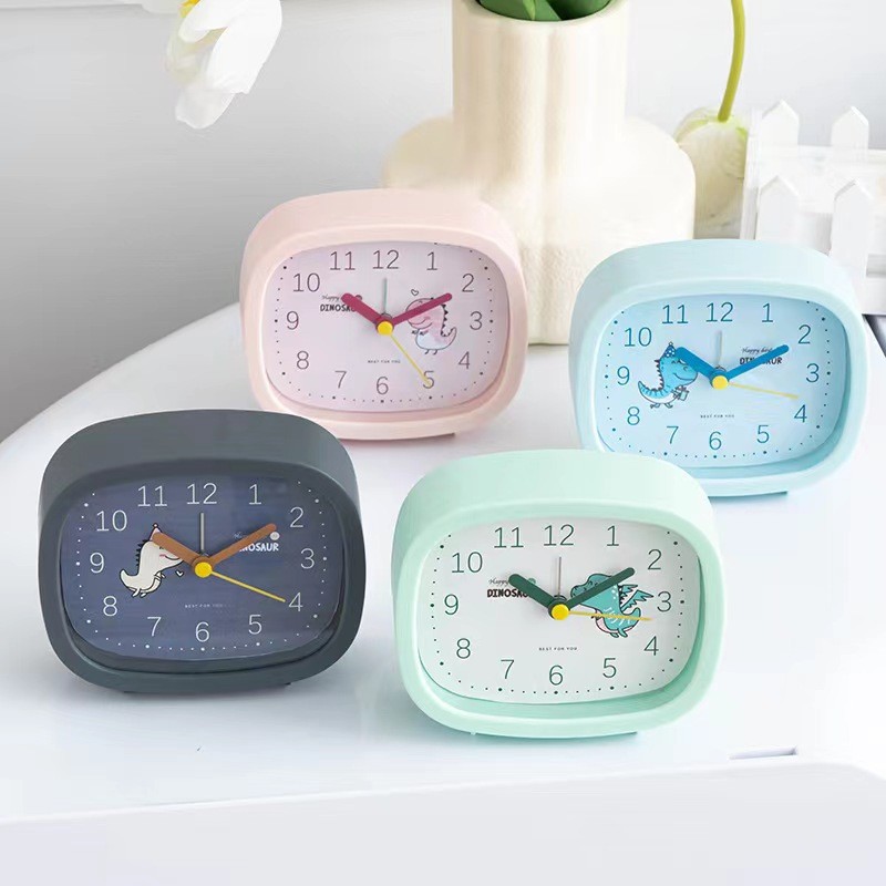 【Ready Stock】 Children's Special Cartoon Mute Alarm Clock Boys and Girls Cute Dinosaur Desktop Alarm