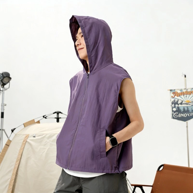 GENIO LAMODE เสื้อกั๊กมีฮู้ด Unisex กันน้ำ สำหรับเดินป่า แคมป์ปิ้ง thumbnail 5
