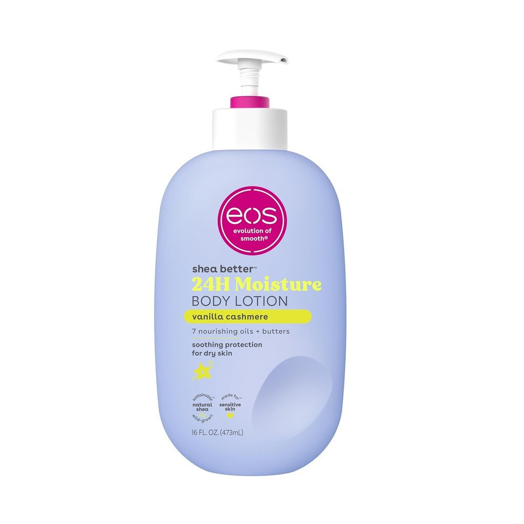 Eos Shea Better Body Lotion-Vanilla Cashmere, 24 Hours Moisturizing Skin Care, Light Non-Greasy, Mad