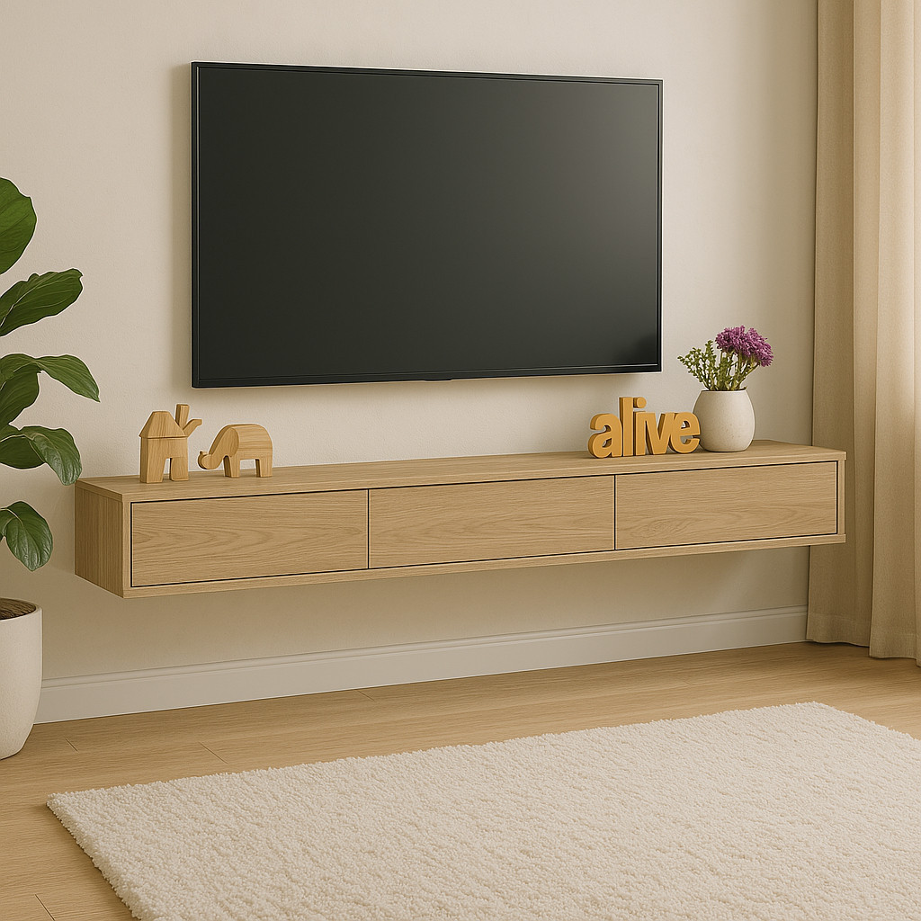 Furniture DIrect HIRADO 180cm Wall Mounted TV Cabinet-Oak