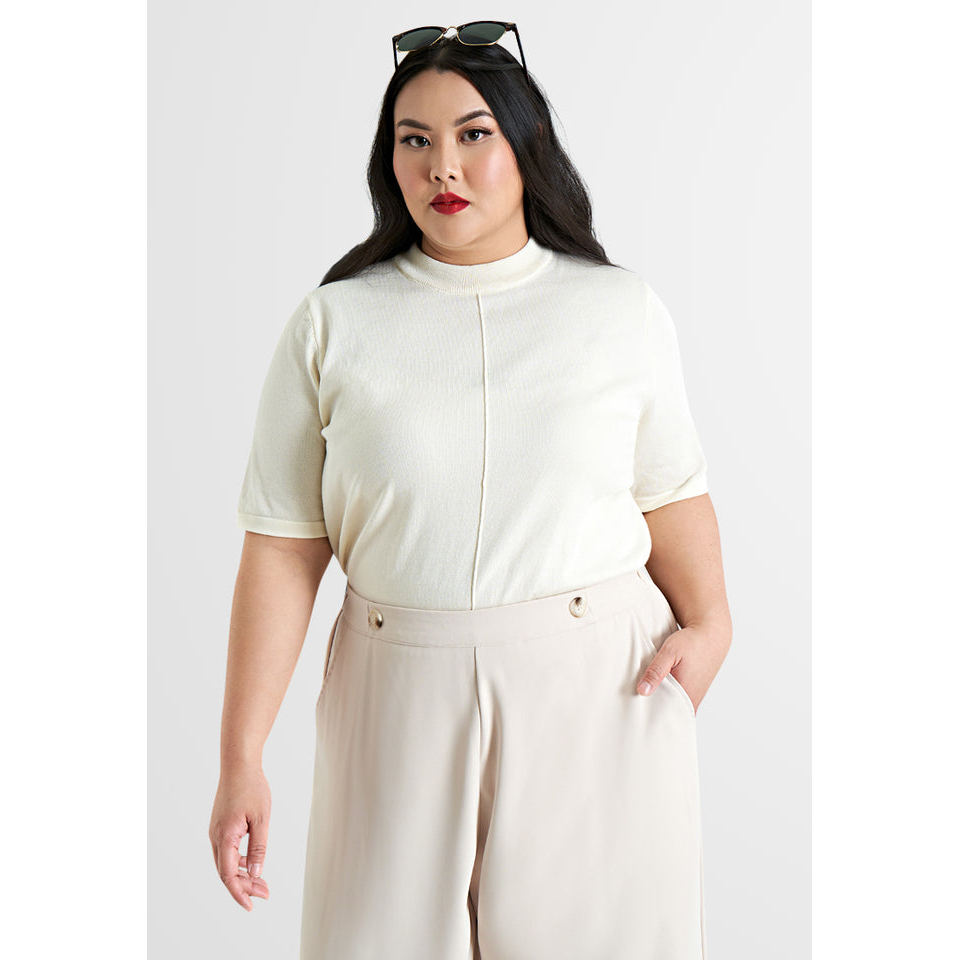 Evra เสื้อไหมพรมแขนสั้น - สีครีม