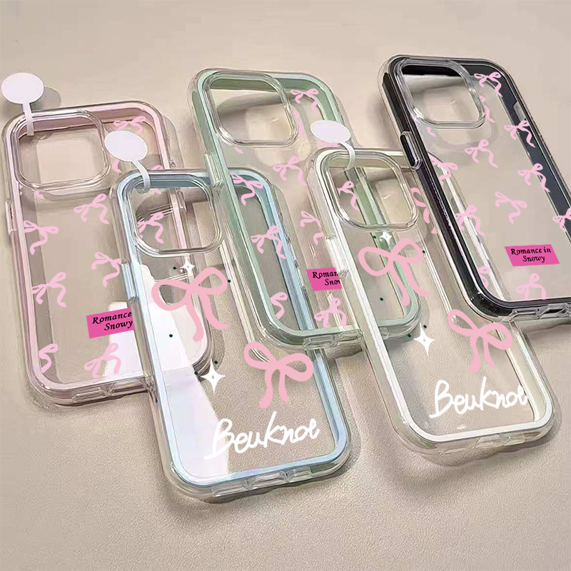 เข้ากันได้กับ iphone 15 Pro Max Tiga Pita Merah Muda 12 13 14 11 Pro Max Casing xr xs Max 7 8 Plus 2