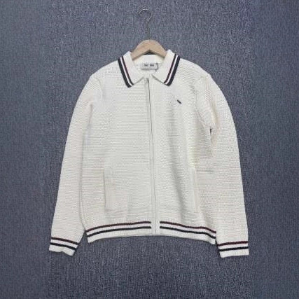 JDC4 M11U*MM New Women's Letter Embroidery Color-Block Turn-Down Collar Zipper Knitted Cardigan Slim