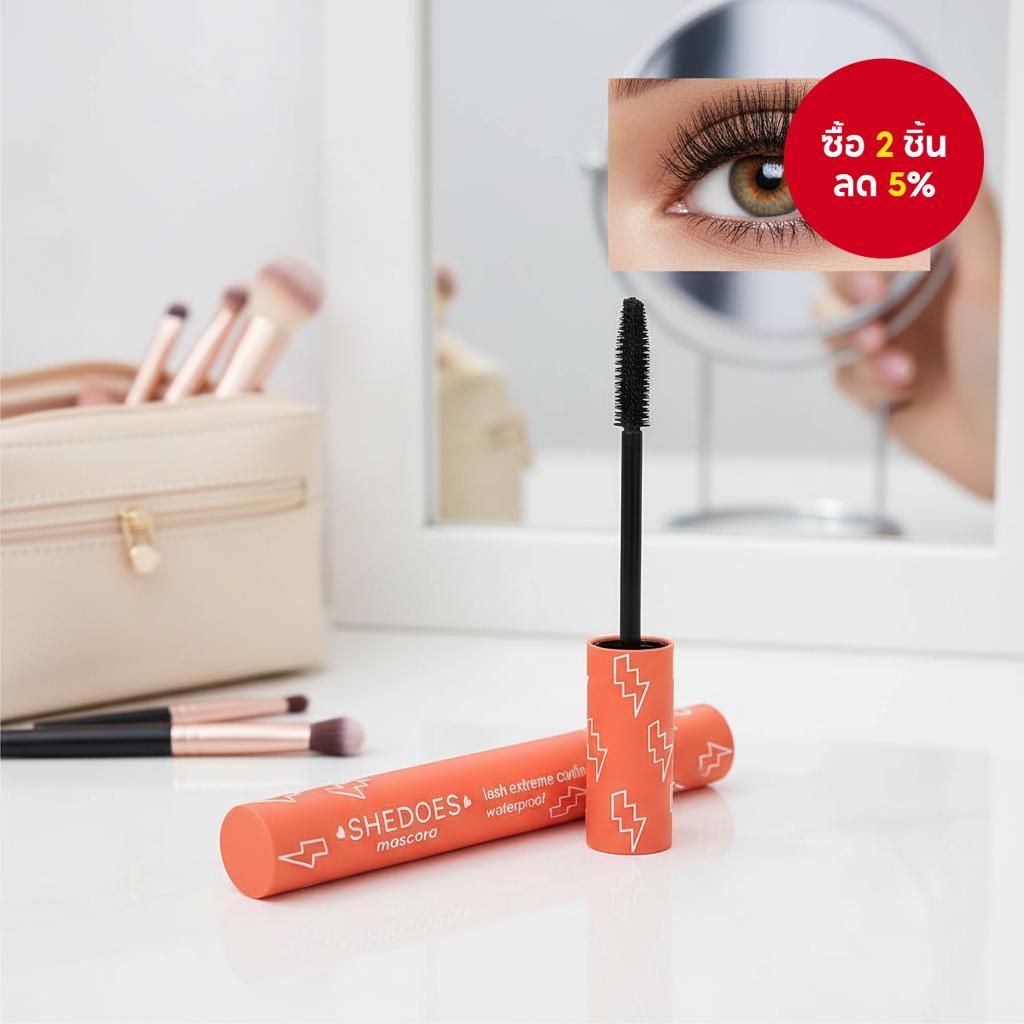 SHEDOES มาสคาร่า: ติดทนนาน ไม่เป็นก้อน สูตรสีดํา สําหรับโทนสีผิวเบจอ่อน