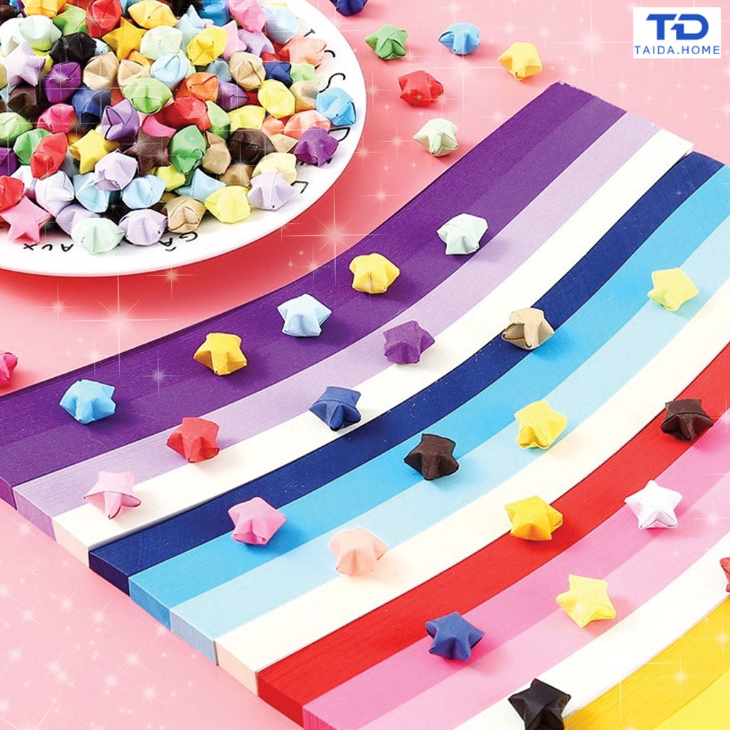 กระดาษแถบรูปดาว DIY ทำมือ 540 ชิ้น กระดาษดาวเรืองแสงในที่มืด มีหลากหลายสีให้เลือก สำหรับตกแต่งบ้าน