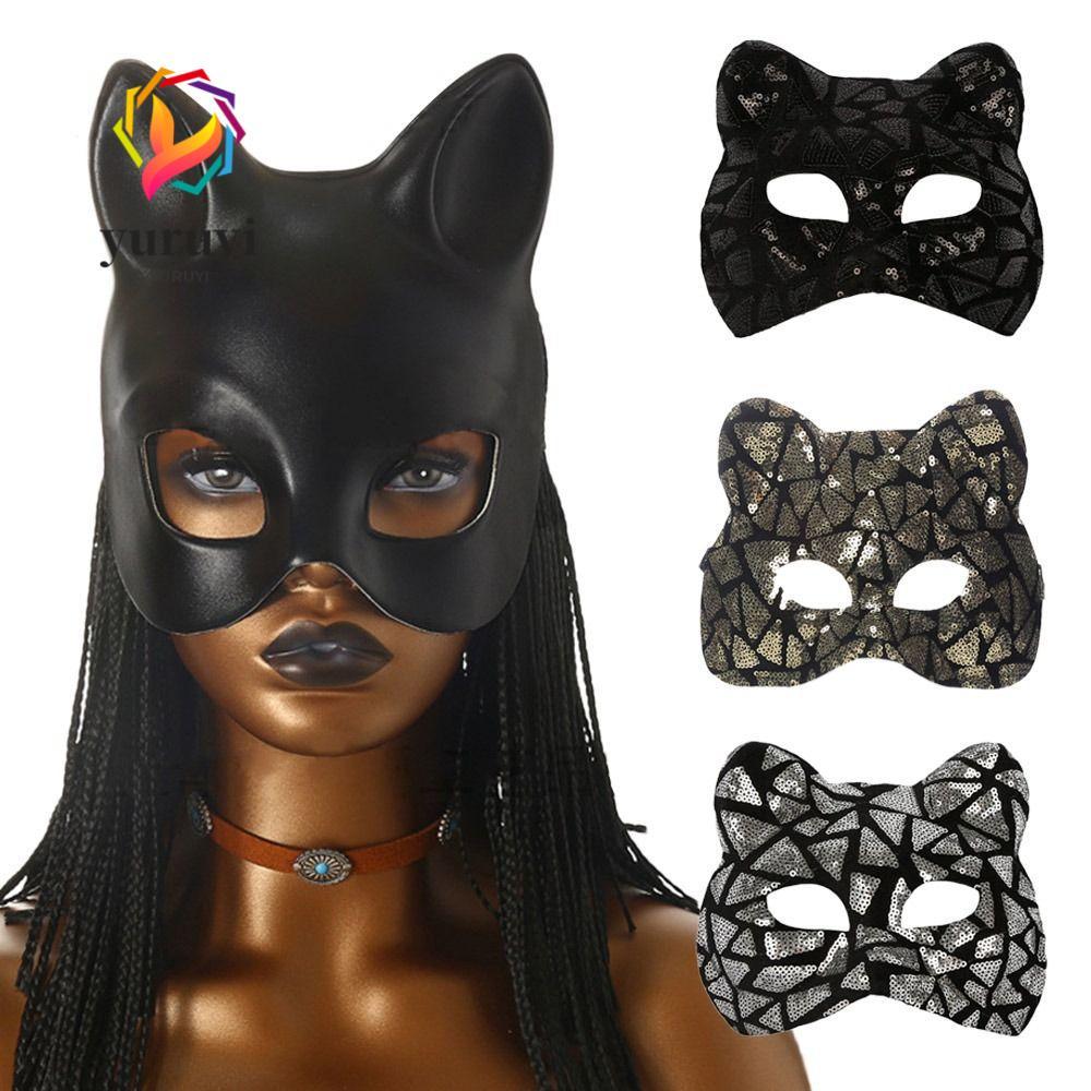 YURUYI Masquerade , Party Makeup Ball Venetian Party Cat Girl , แฟชั่นครึ่งหน้า EVA Mardi Gras