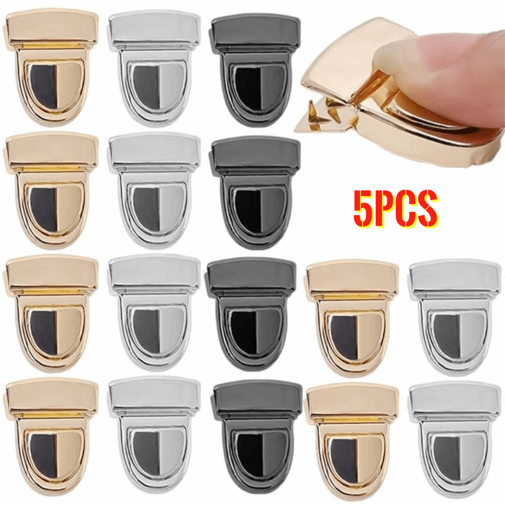 สีดํา5ชิ้นโลหะล็อคกระเป๋าจับมือ,เหล็กกระเป๋าสตางค์ยึดจับหัวเข็มขัด,ทนทานฮาร์ดแวร์ทําเองหัตถกรรมกระเป๋าอุปกรณ์เสริมกระเป๋า - รูปที่ 3