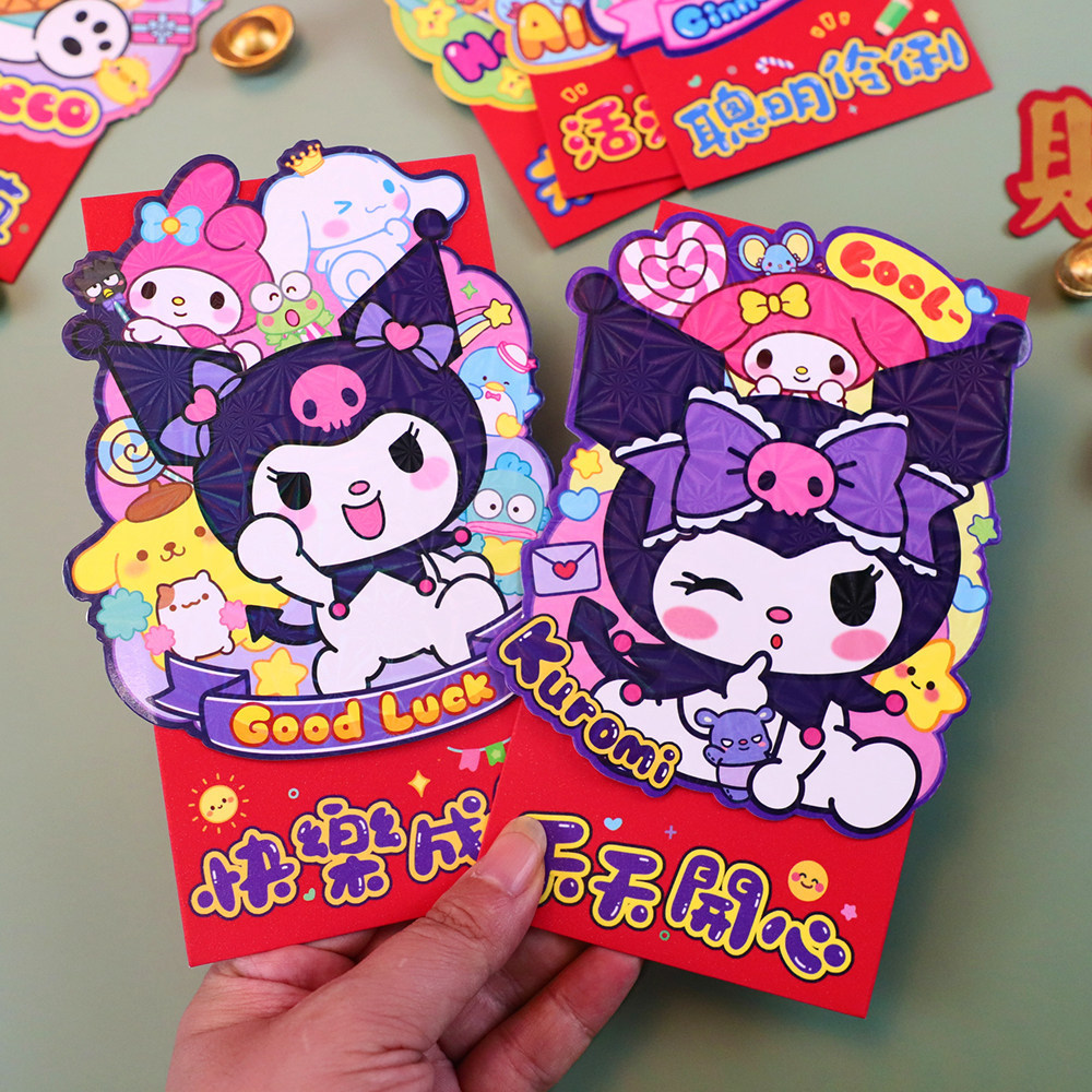 Sanrio Kuromi Cinnamoroll ซองจดหมายสีแดง ซองอั่งเปา 2026 ปีม้า Labubu Shin Chan Doraemon Lucky Money Packet Creative Angpao สําหรับปีใหม่ - รูปที่ 2