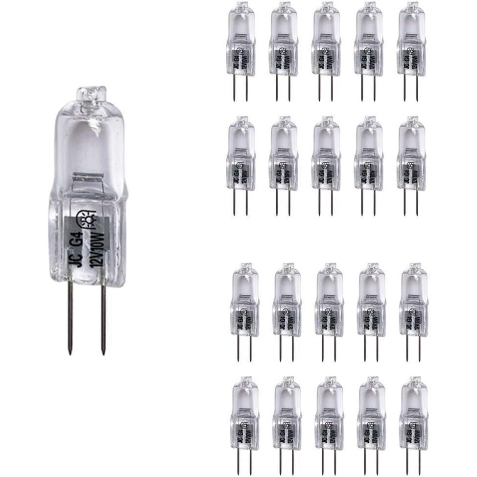 Vstar Q20/G4/CL/12V,10 Watt,T3 JC Type,12 Volt,Clear,G4 Bi-pin Base,Halogen Light Bulb(20 แพ็ค)
