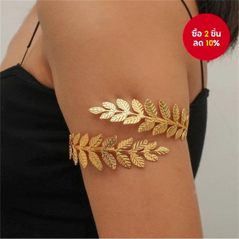 กำไลขuff รูปใบไม้สไตล์ยุโรปและอเมริกาใหม่ – กำไลเปิดแบบเจ้าสาวโรมันสำหรับของขวัญวันคริสต์มาส