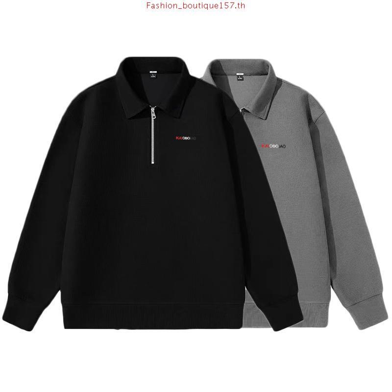 URTHE - เสื้อสเวตเตอร์ แขนยาว คอปก รุ่น ZIP SWEATSHIRT